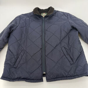 VTG TRAILWAYS Navy Quilted Jacket lined with Fleece Men sz XL